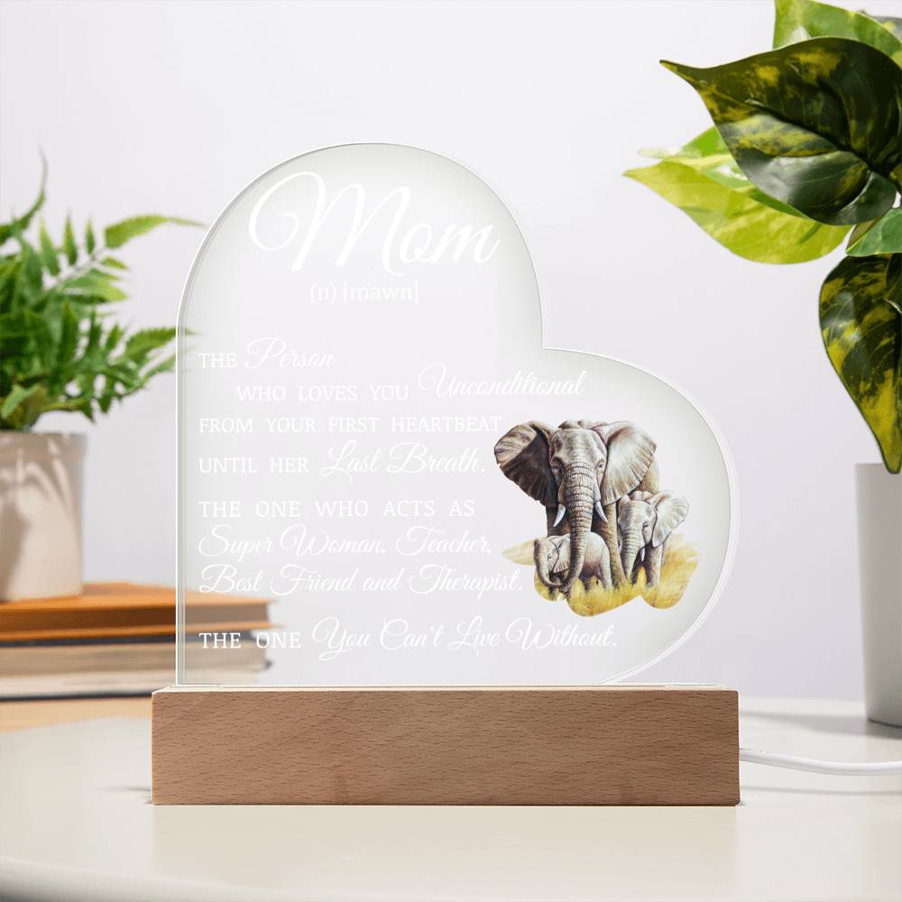 To My Beautiful Mom "I Love You" Acrylic Heart Plaque