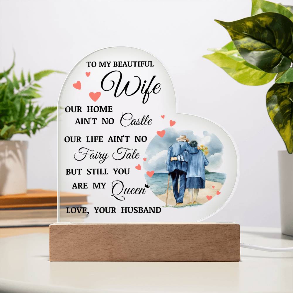 To My Beautiful Wife, Acrylic Heart Plaque