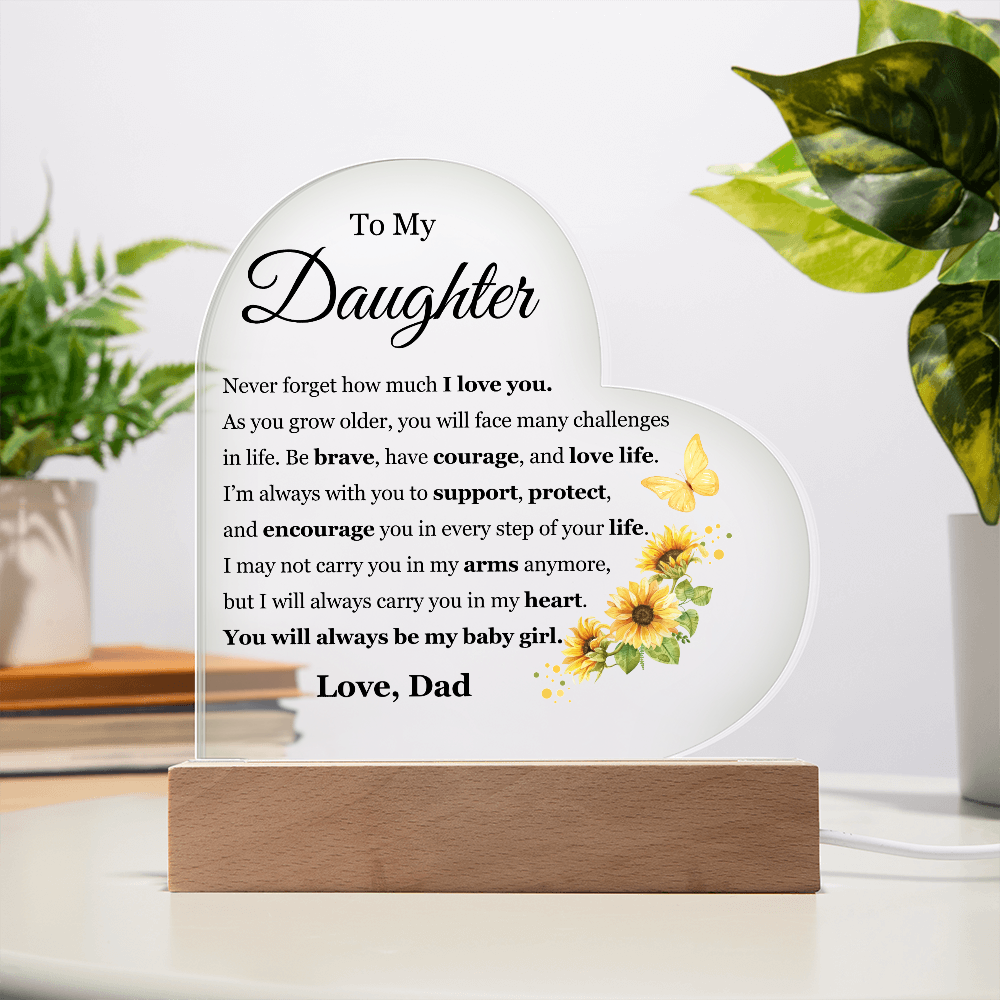 Acrylic Heart Plaque - To My Daughter "I Love You"