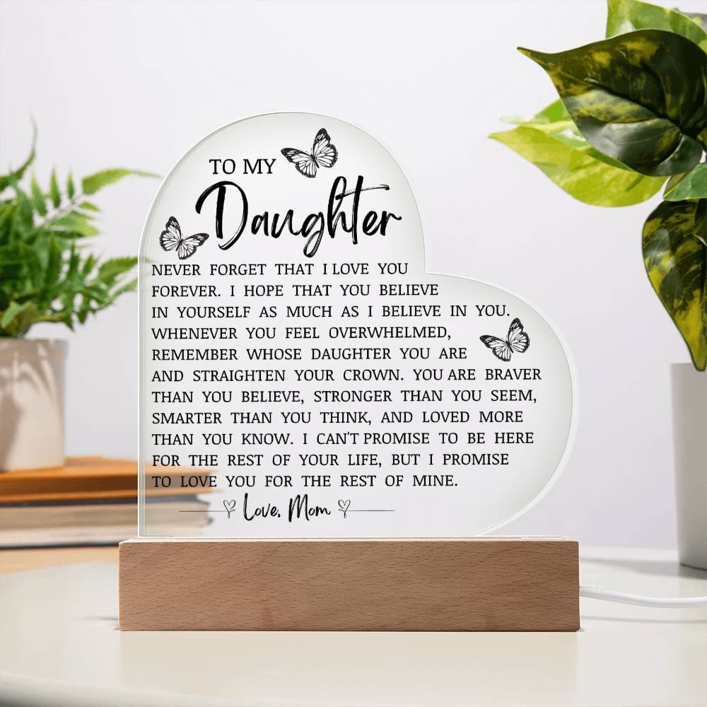 To My Daughter "I Love You Forever" Acrylic LED Lamp