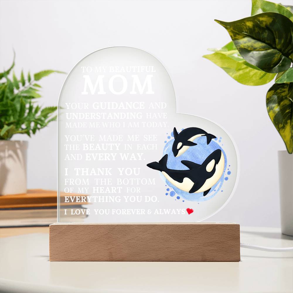 To My Beautiful Mom, Acrylic Heart Plaque