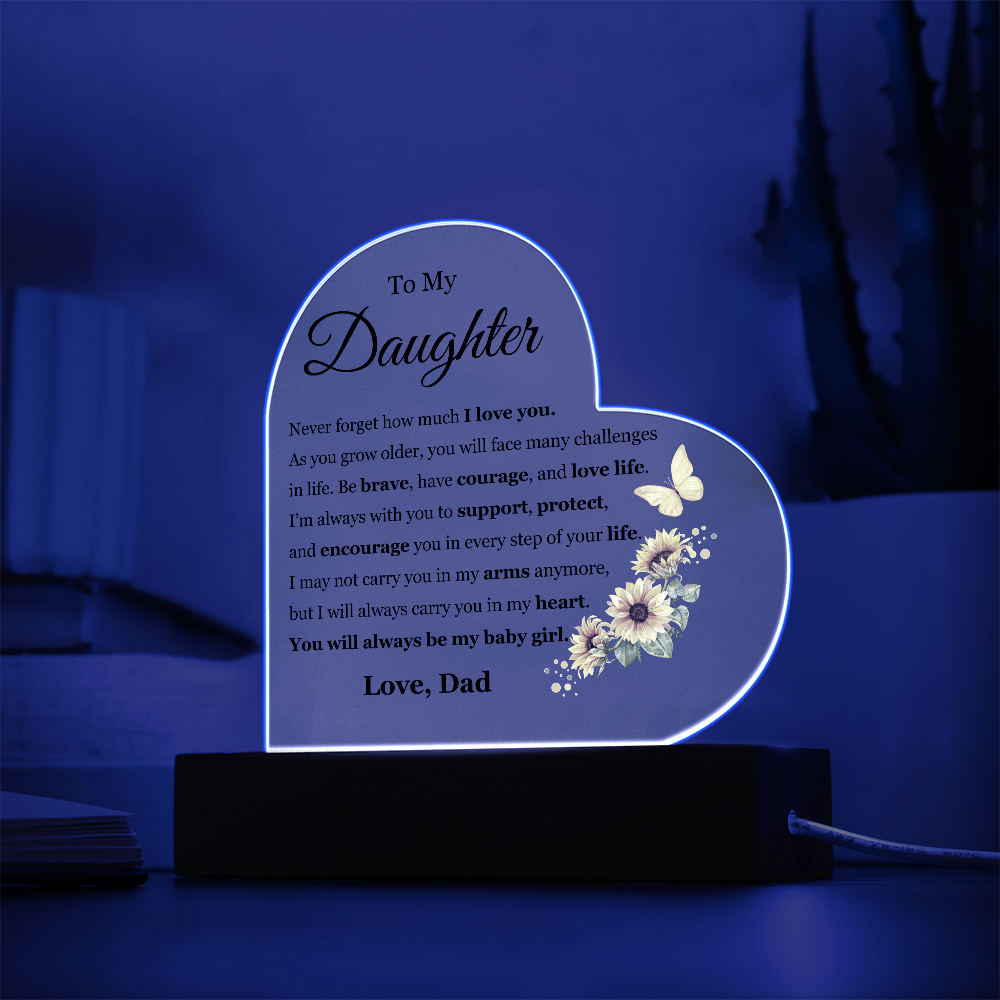 Acrylic Heart Plaque - To My Daughter "I Love You"