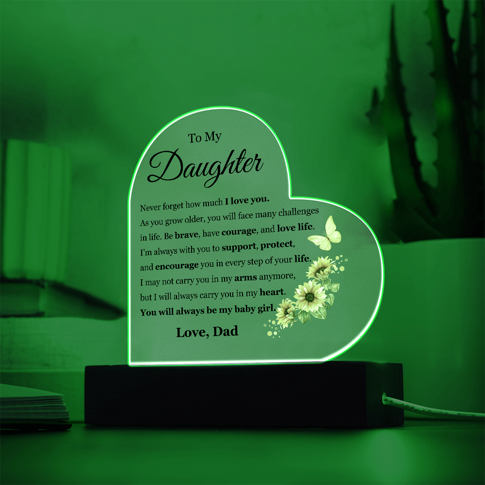 Acrylic Heart Plaque - To My Daughter "I Love You"