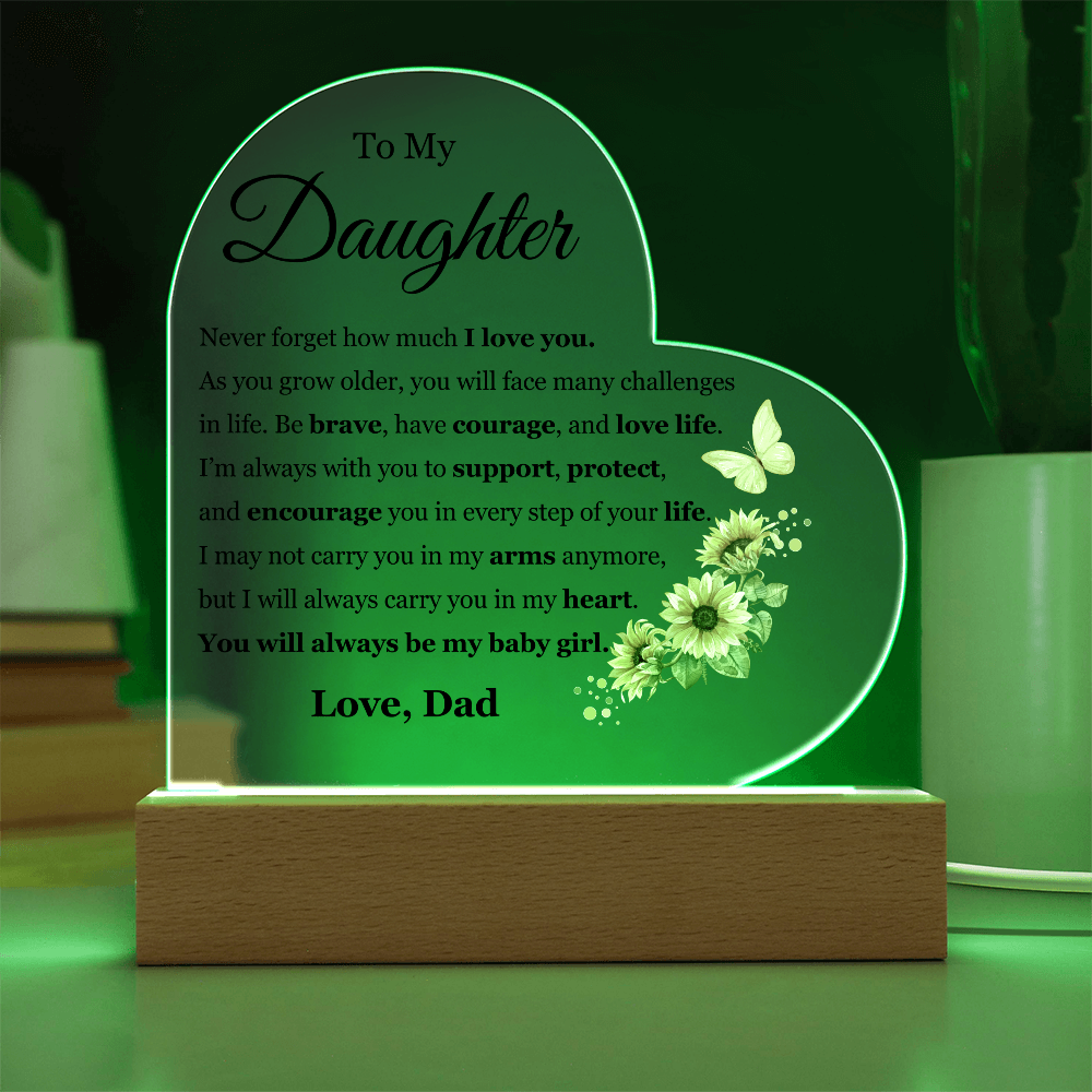 Acrylic Heart Plaque - To My Daughter "I Love You"