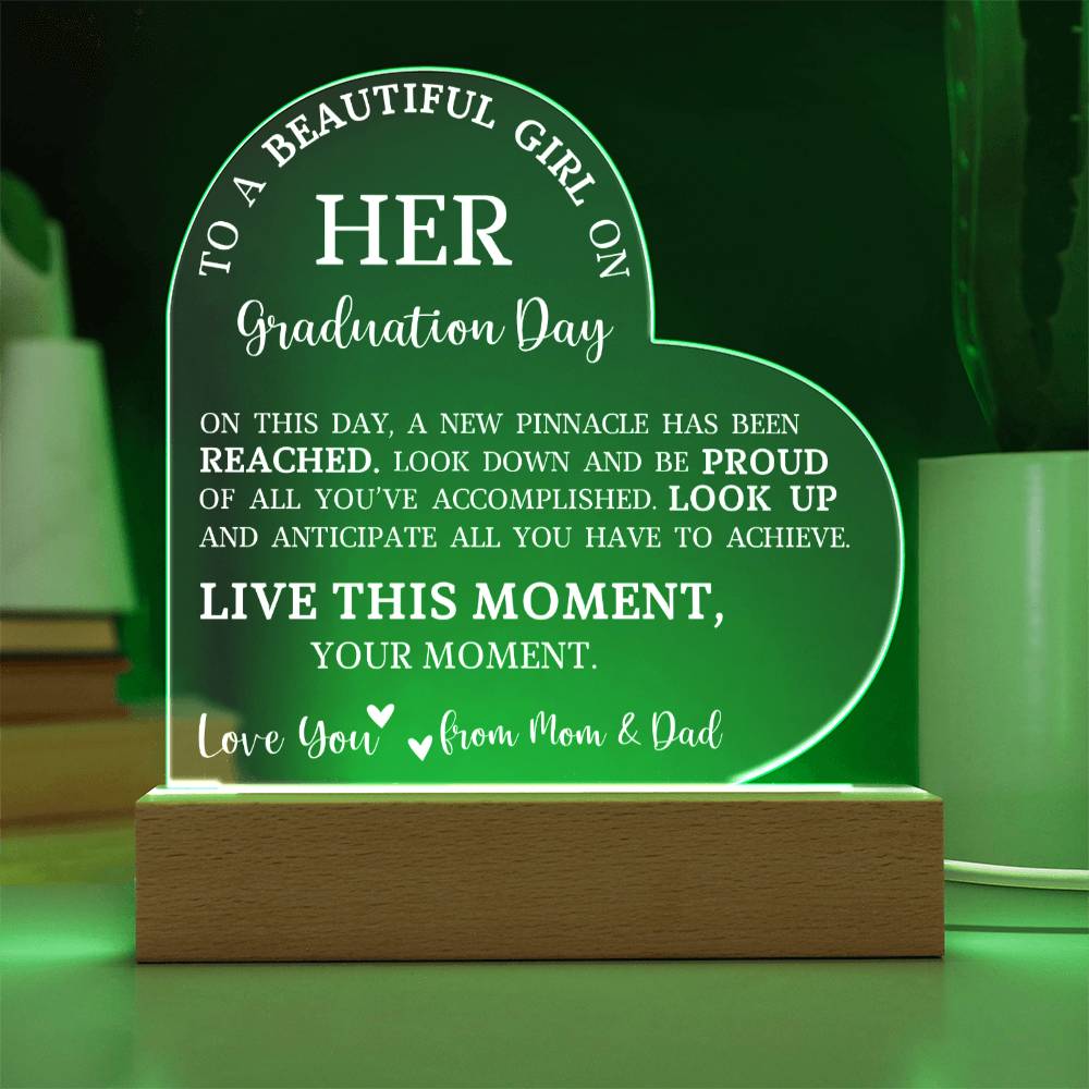 Graduation Gift for Her, Acrylic Heart Plaque