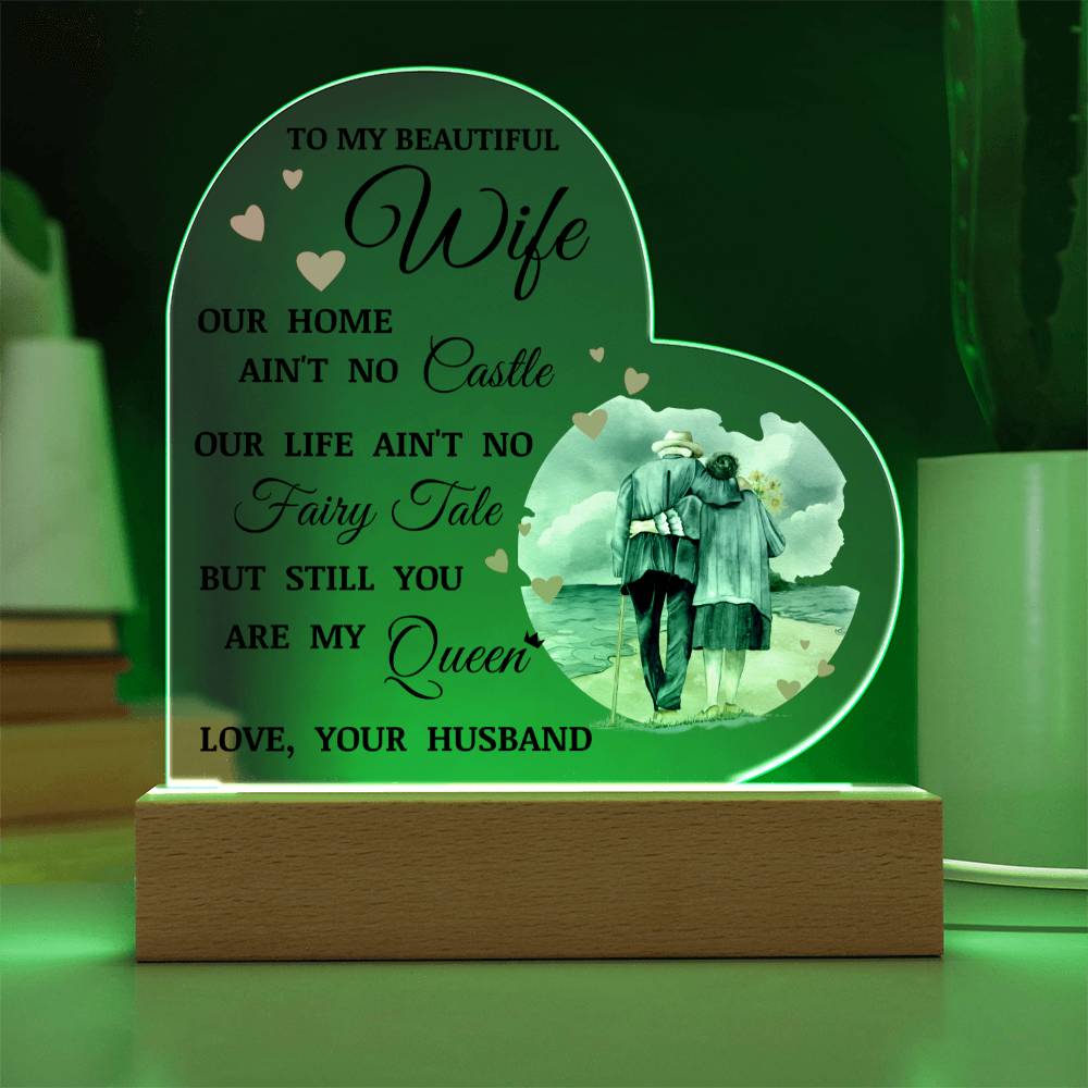 To My Beautiful Wife, Acrylic Heart Plaque