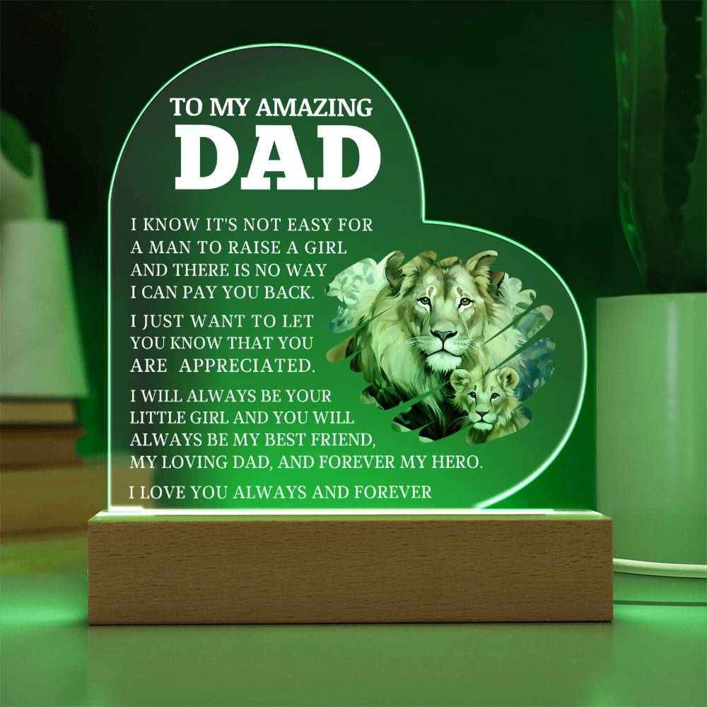 To My Amazing Dad, Acrylic Heart Plaque