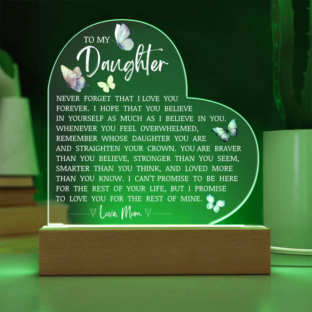 Daughter Keepsake "I Love You Forever" Acrylic Heart Plaque