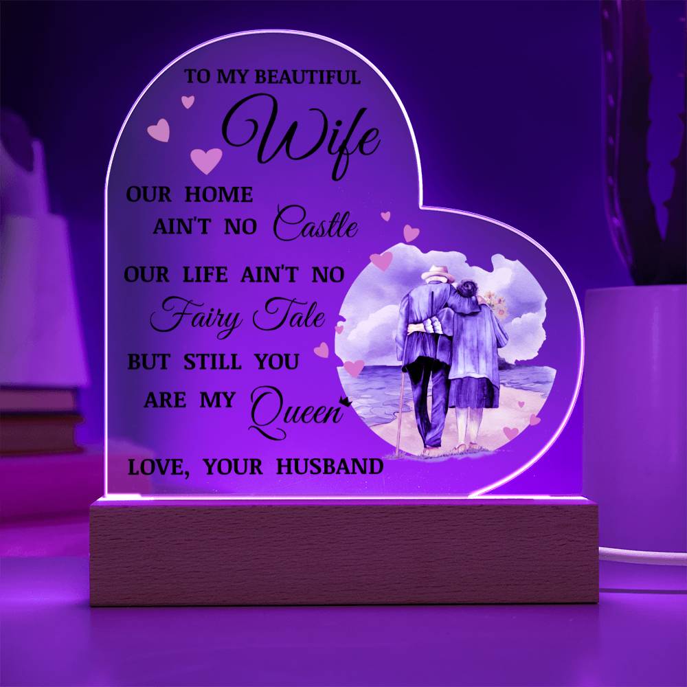 To My Beautiful Wife, Acrylic Heart Plaque