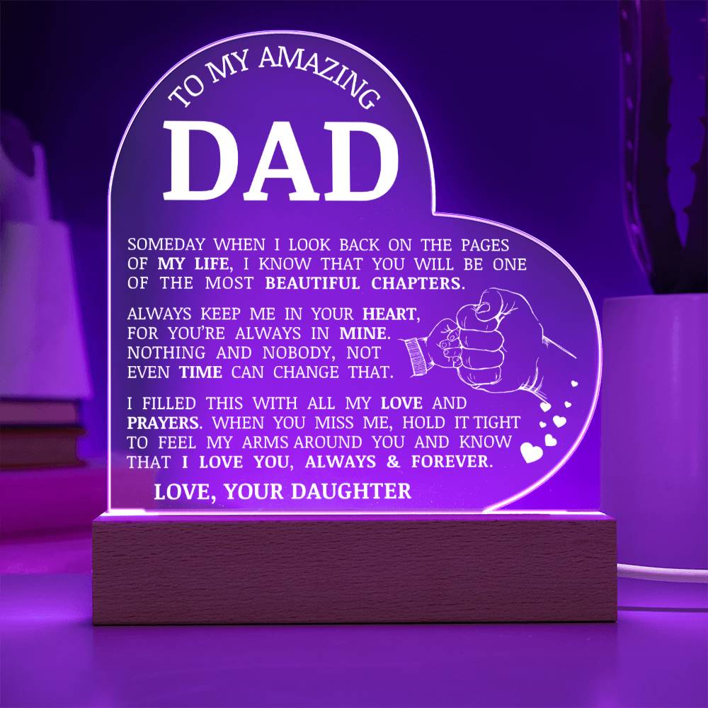 To My Dad, Acrylic Heart Plaque