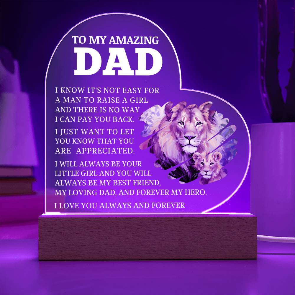 To My Amazing Dad, Acrylic Heart Plaque