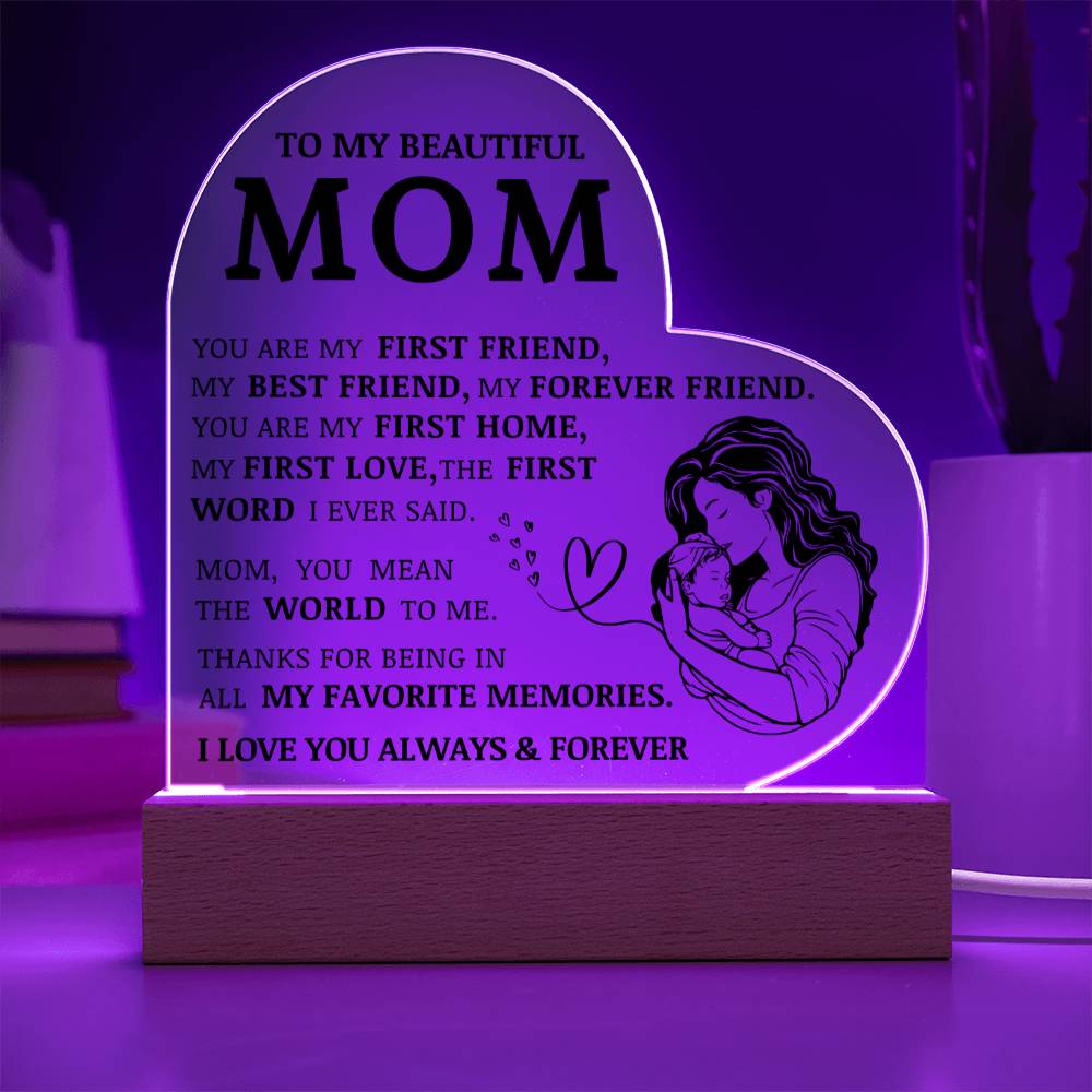 To My Beautiful Mom, You Are My Best Friend, Acrylic Heart Plaque