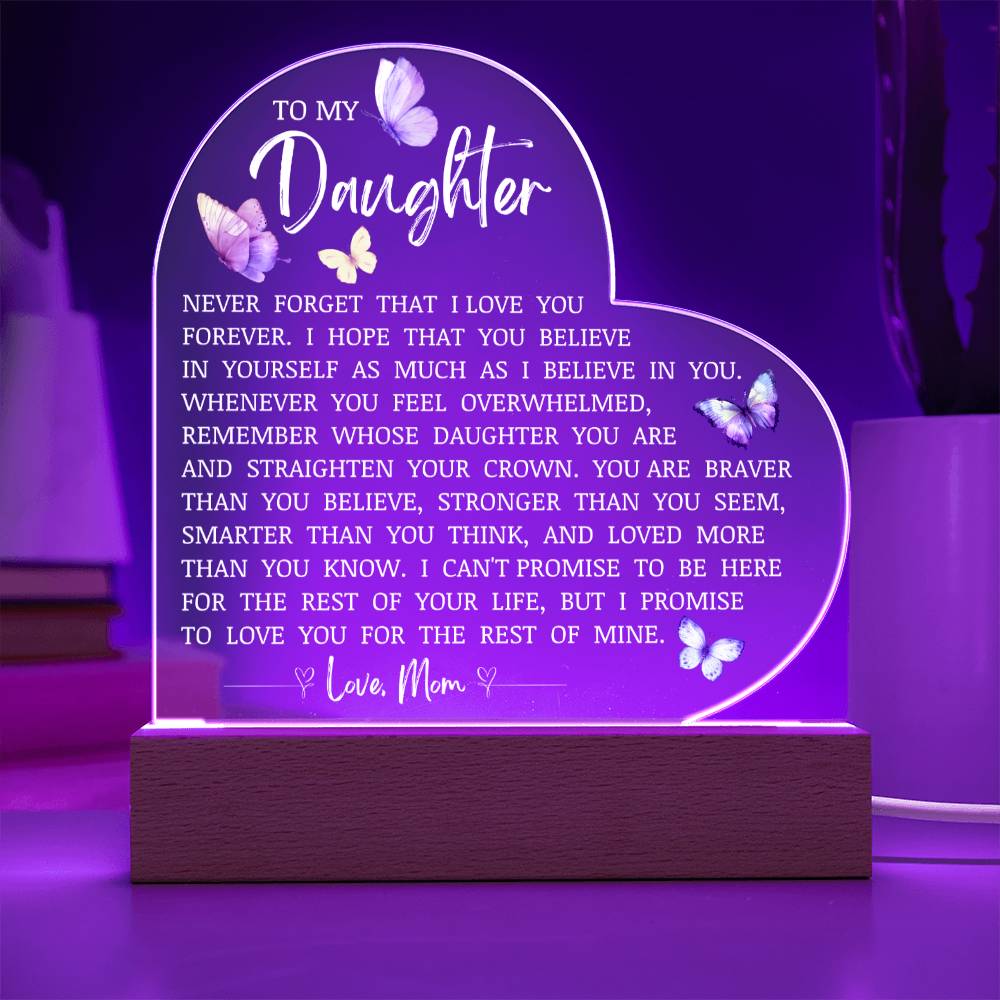 Daughter Keepsake "I Love You Forever" Acrylic Heart Plaque