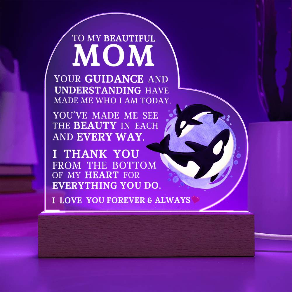 To My Beautiful Mom, Acrylic Heart Plaque