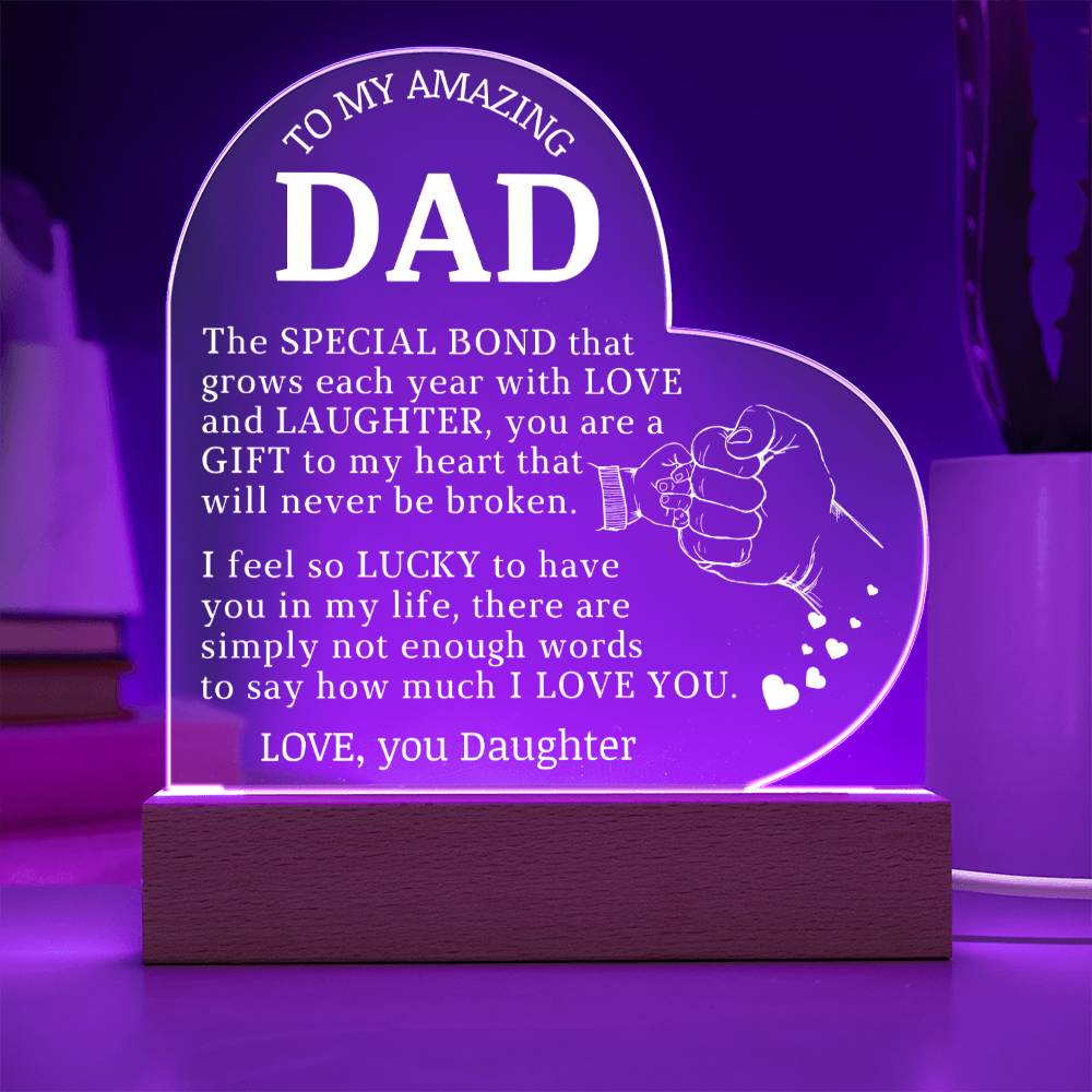 To My Amazing Dad, Acrylic Heart Plaque
