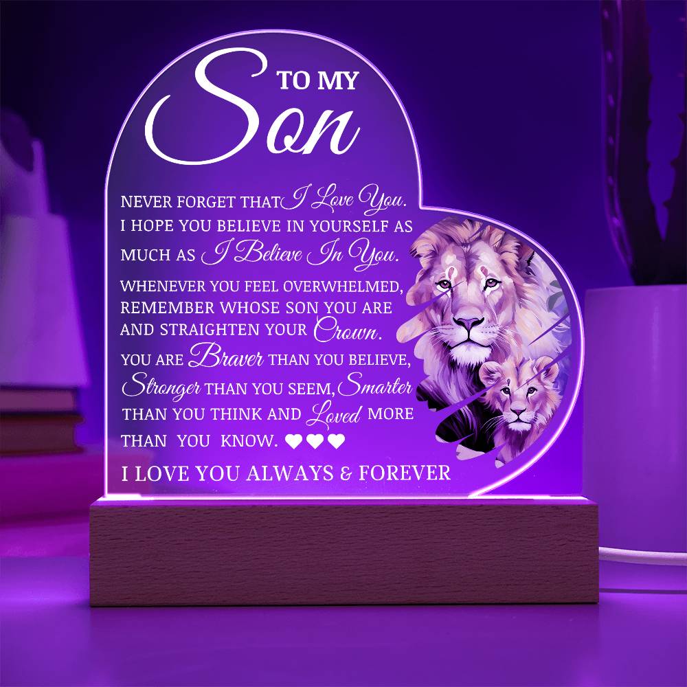 To My Son "I Believe In You" LED Acrylic Lamp