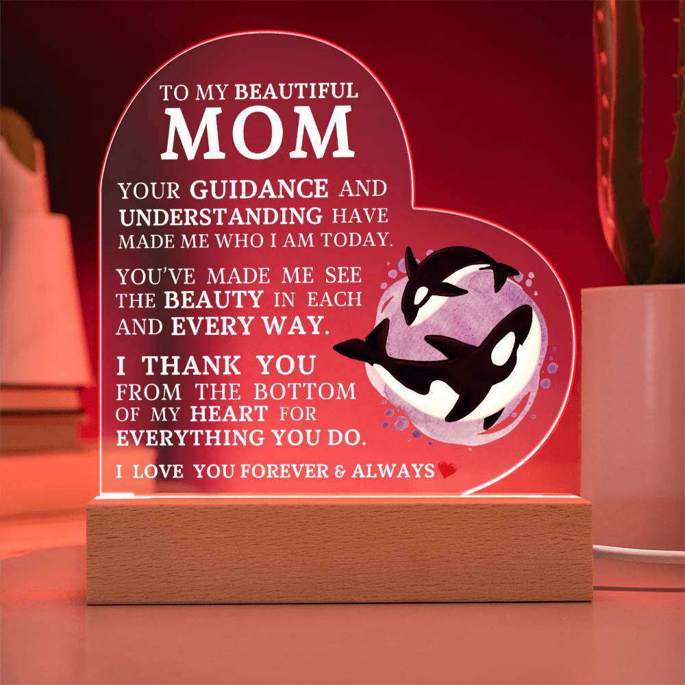 To My Beautiful Mom, Acrylic Heart Plaque