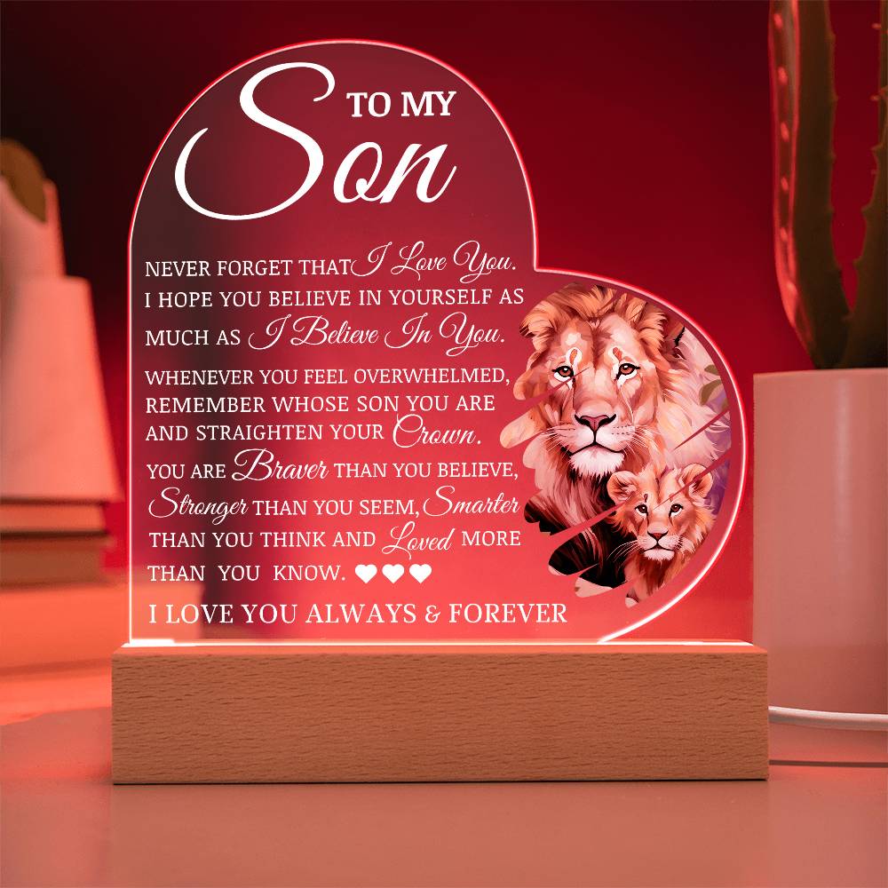 To My Son "I Believe In You" LED Acrylic Lamp