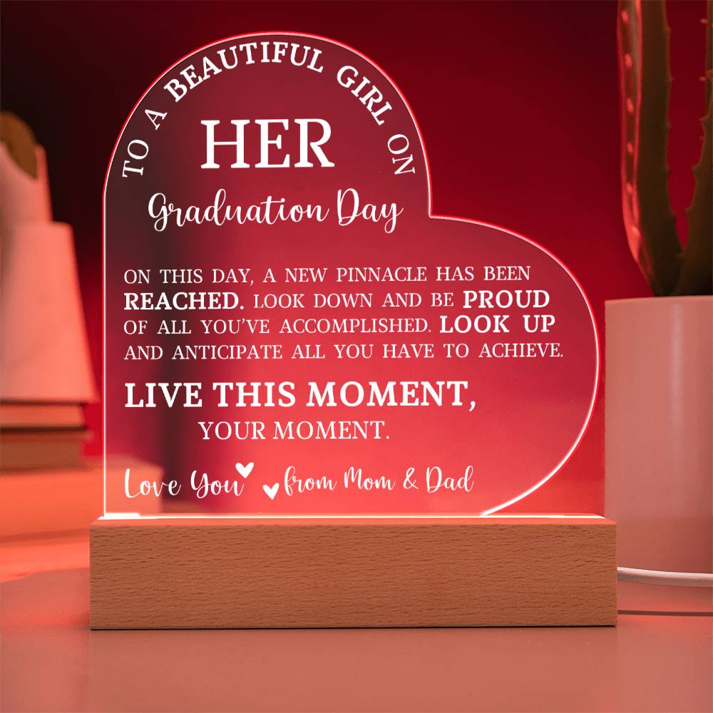 Graduation Gift for Her, Acrylic Heart Plaque