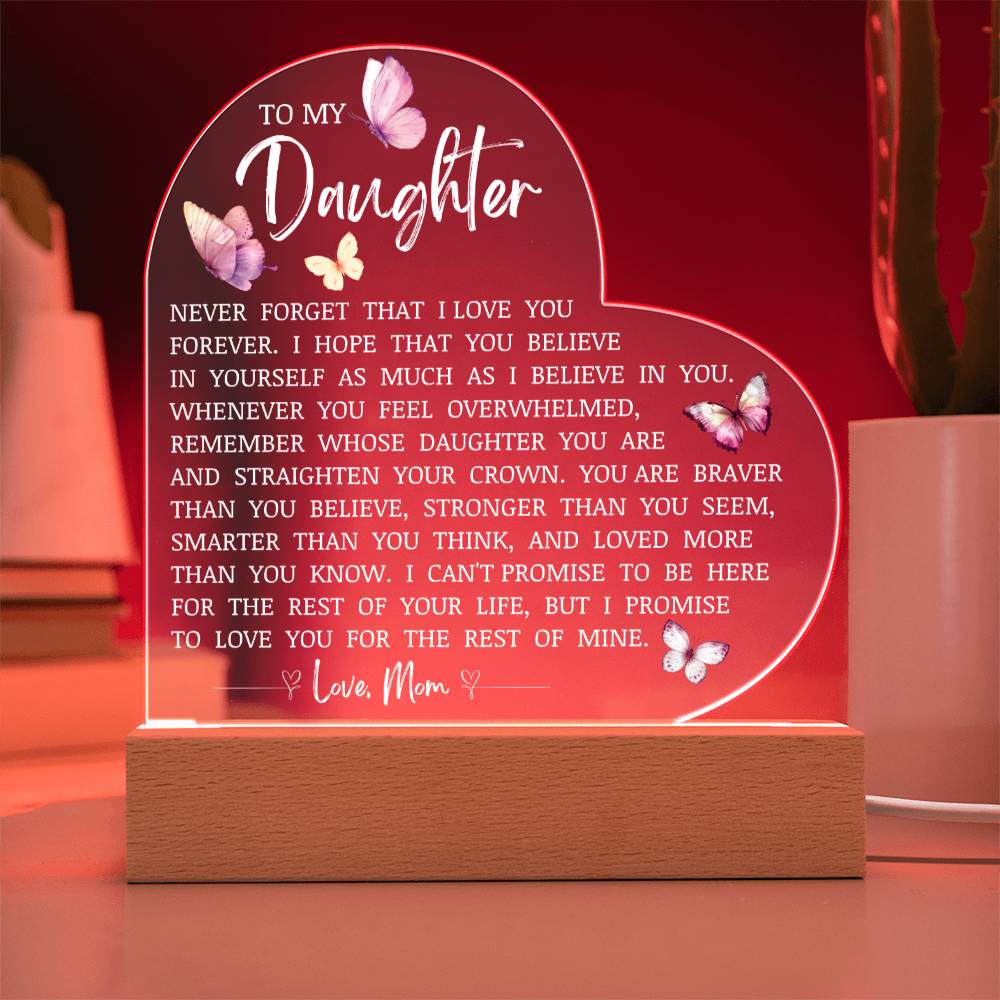 Daughter Keepsake "I Love You Forever" Acrylic Heart Plaque