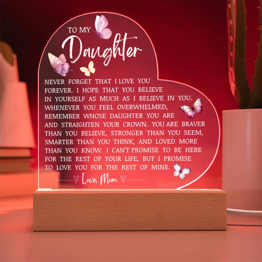 Daughter Keepsake "I Love You Forever" Acrylic Heart Plaque