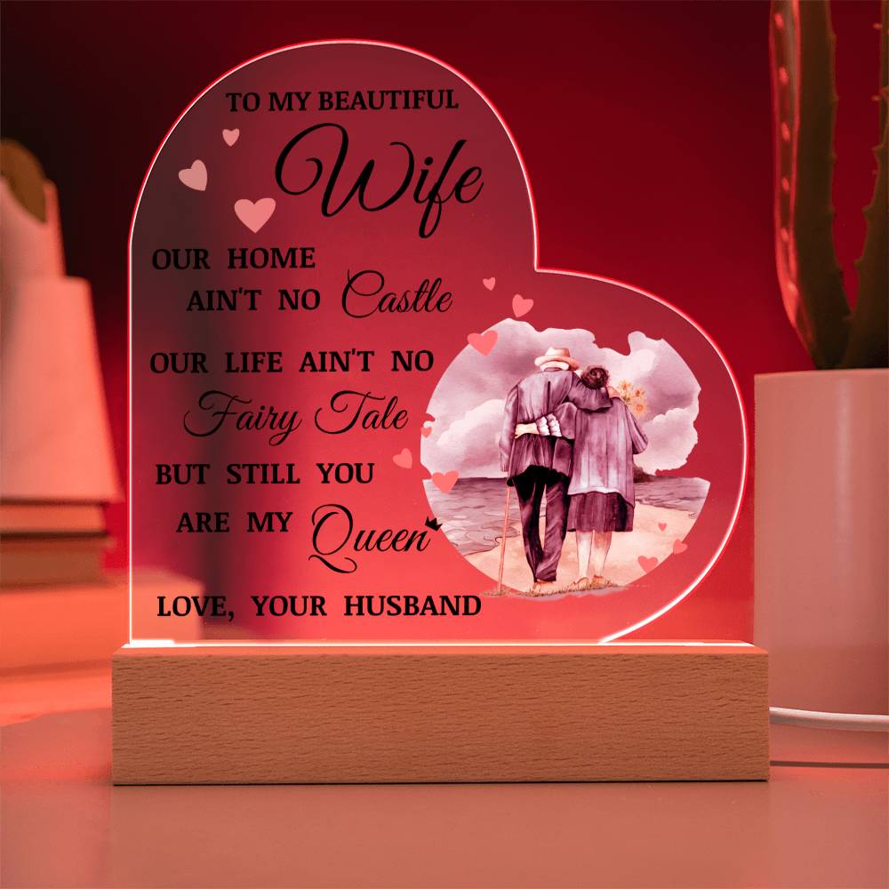 To My Beautiful Wife, Acrylic Heart Plaque