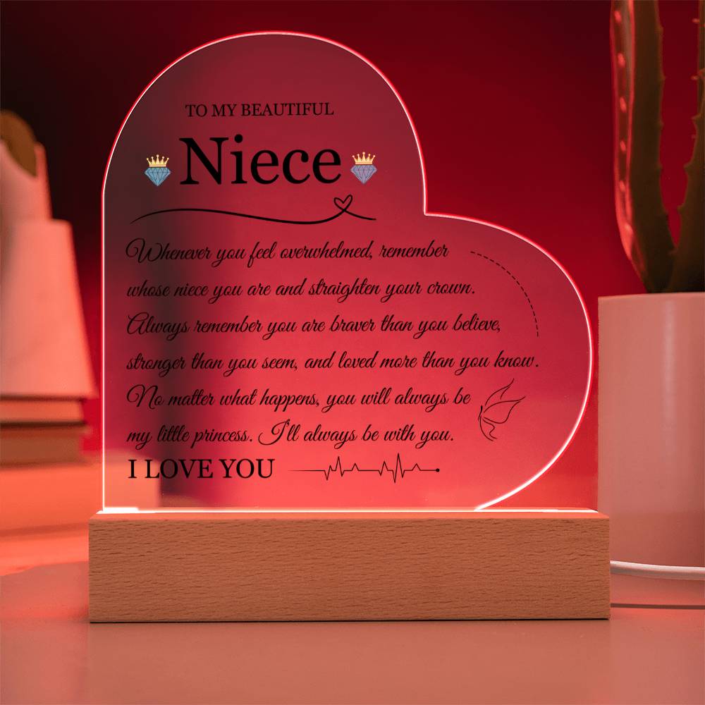 Acrylic Heart Plaque - To My Beautiful Niece