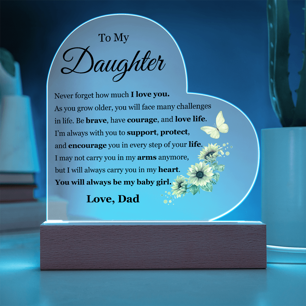 Acrylic Heart Plaque - To My Daughter "I Love You"