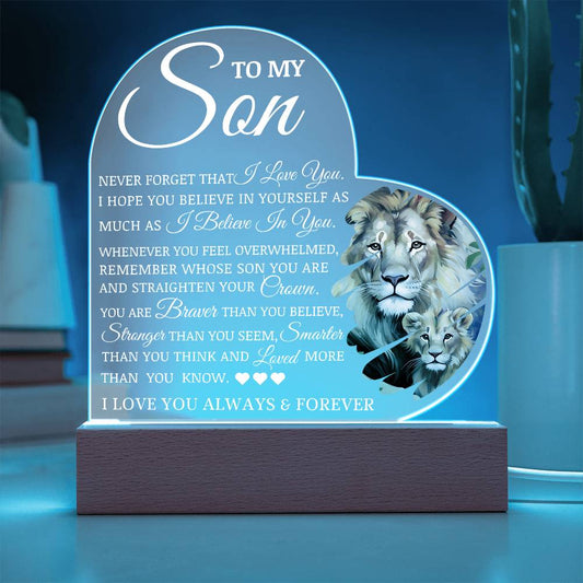 To My Son "I Believe In You" LED Acrylic Lamp