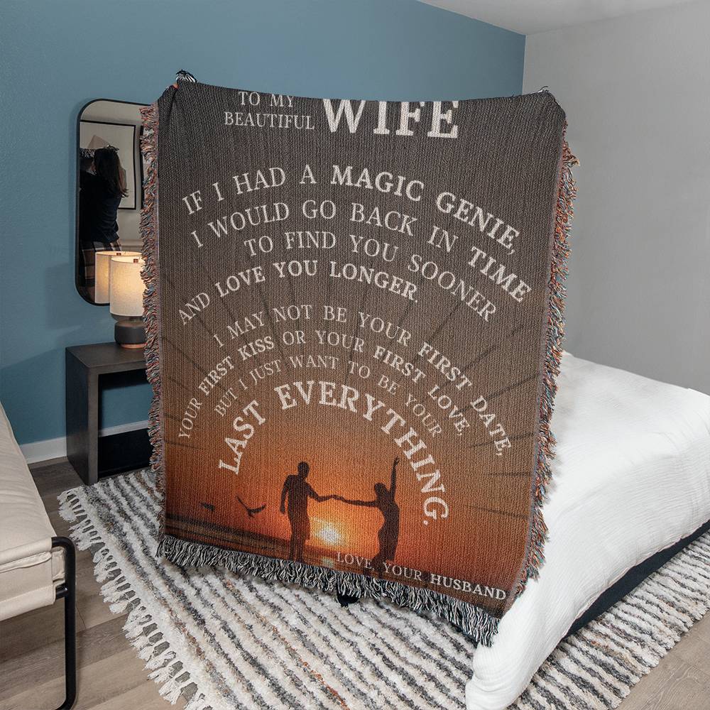 Heirloom Woven Blanket, To My Beautiful Wife, The Perfect Gift for Her