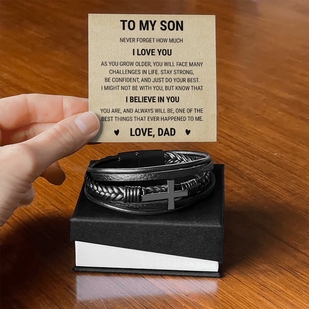 Men's Cross Bracelet - To My Son
