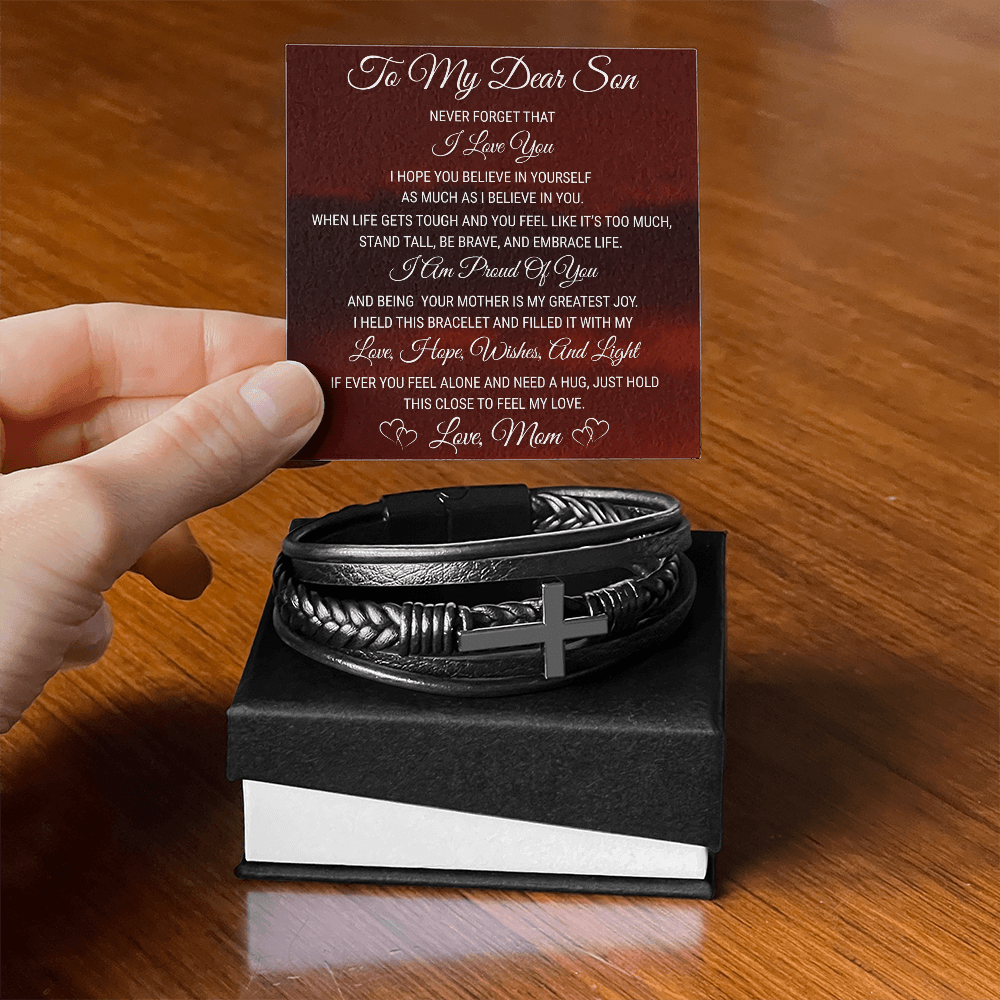 Men's Cross Bracelet - To My Dear Son