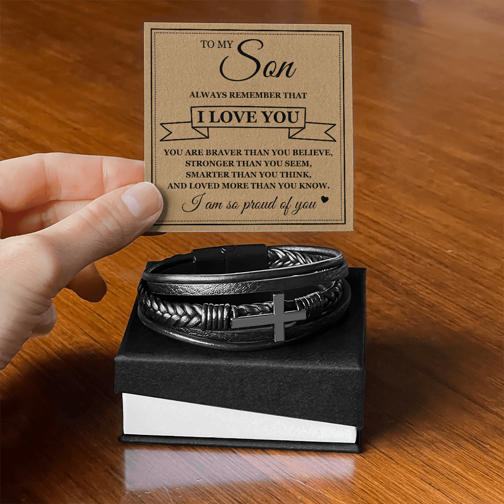 Men's Cross Bracelet - To My Son