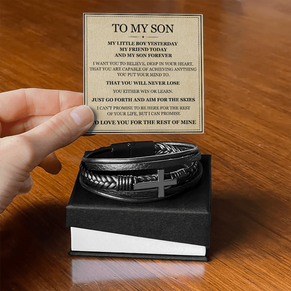 Men's Cross Bracelet - To My Son