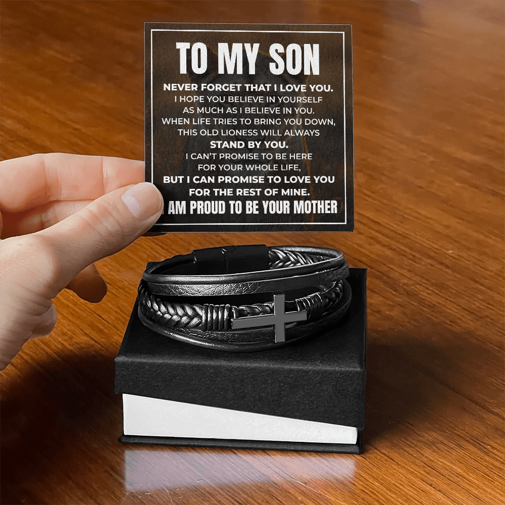 Men's Cross Bracelet - To My Son "I Believe In You"