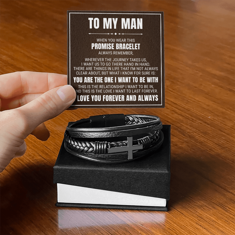 Men's Cross Bracelet - To My Man "I Love You Forever and Always"