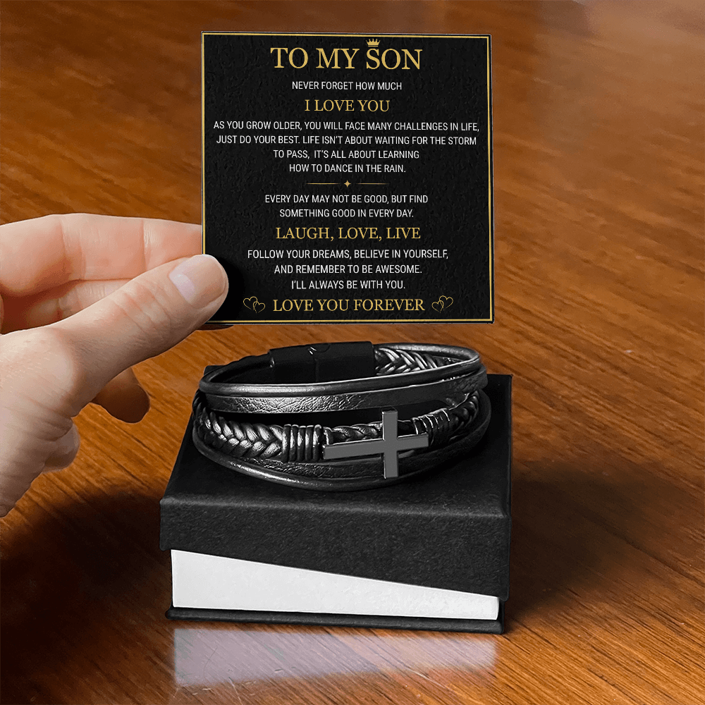 Men's Cross Bracelet - To My Son