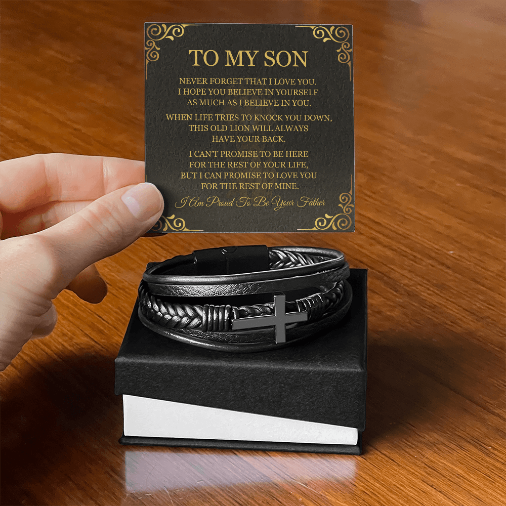 Men's Cross Bracelet - To My Son