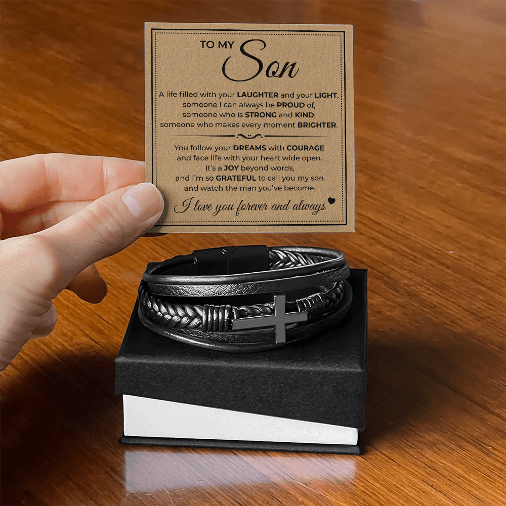 Men's Cross Bracelet - To My Son