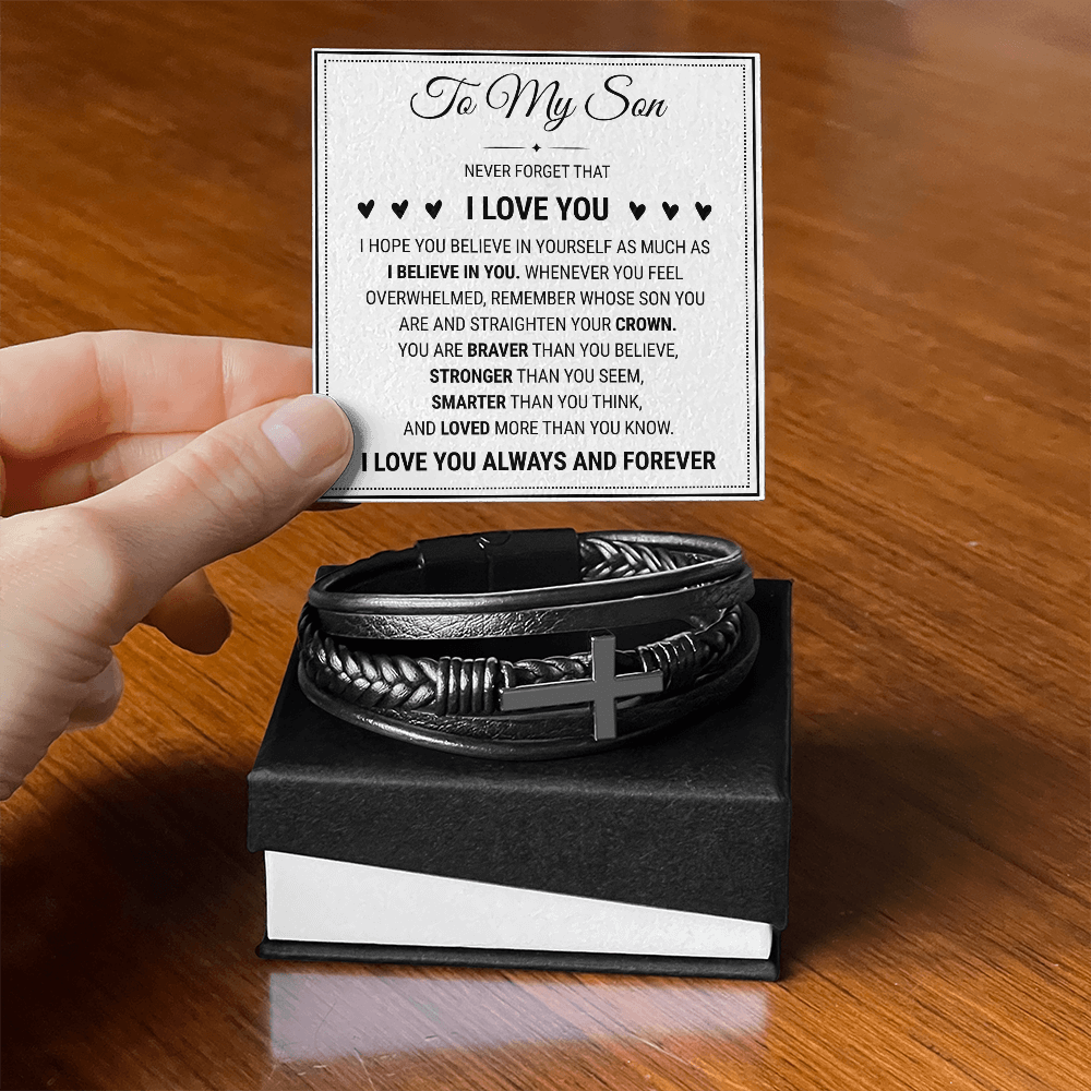 Men's Cross Bracelet - To My Son