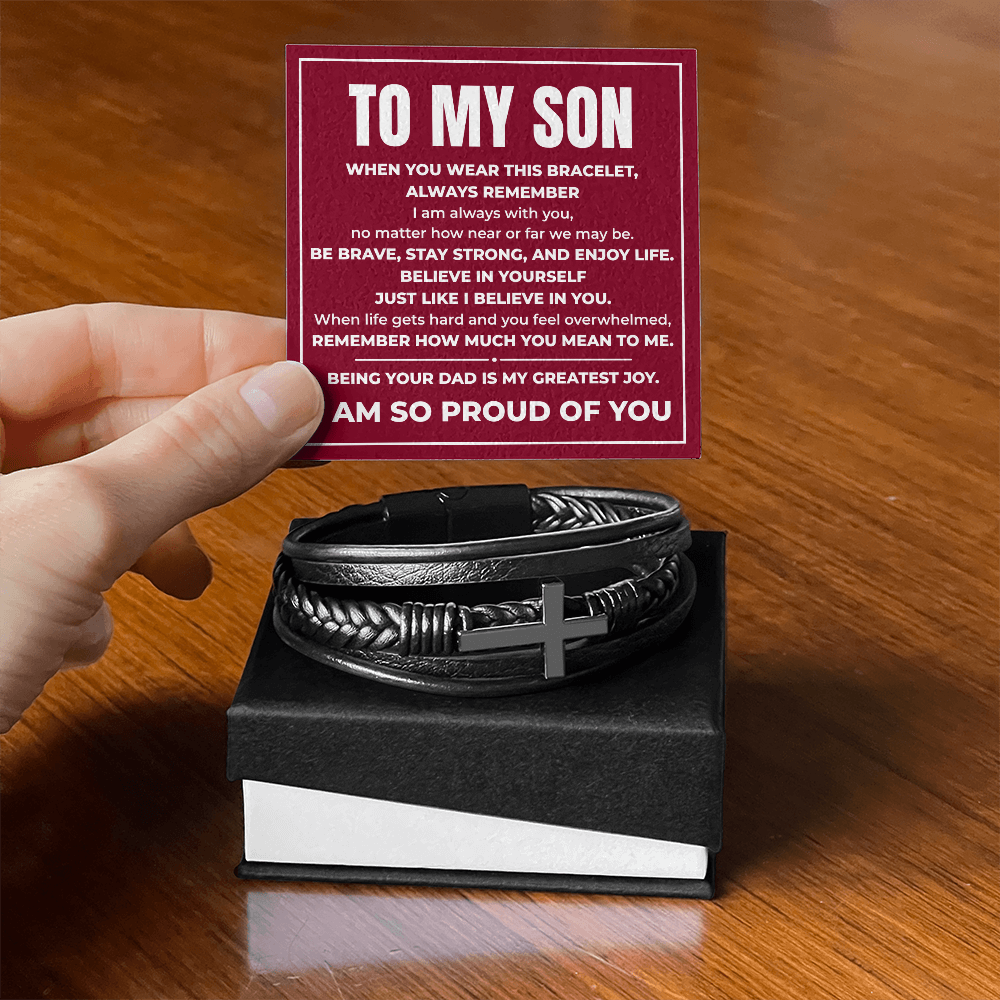 Men's Cross Bracelet - To My Son "Believe In Yourself"