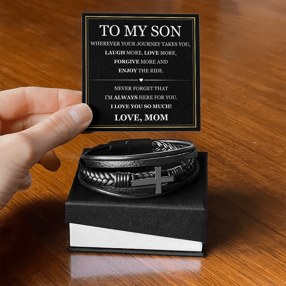 Men's Cross Bracelet - To My Son "Enjoy The Ride"