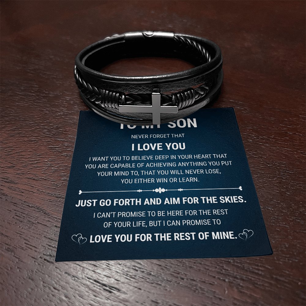 Men's Cross Bracelet - To My Son