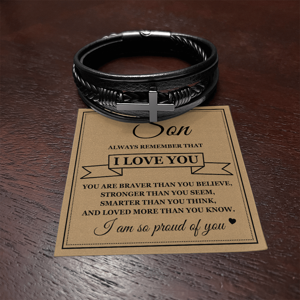Men's Cross Bracelet - To My Son