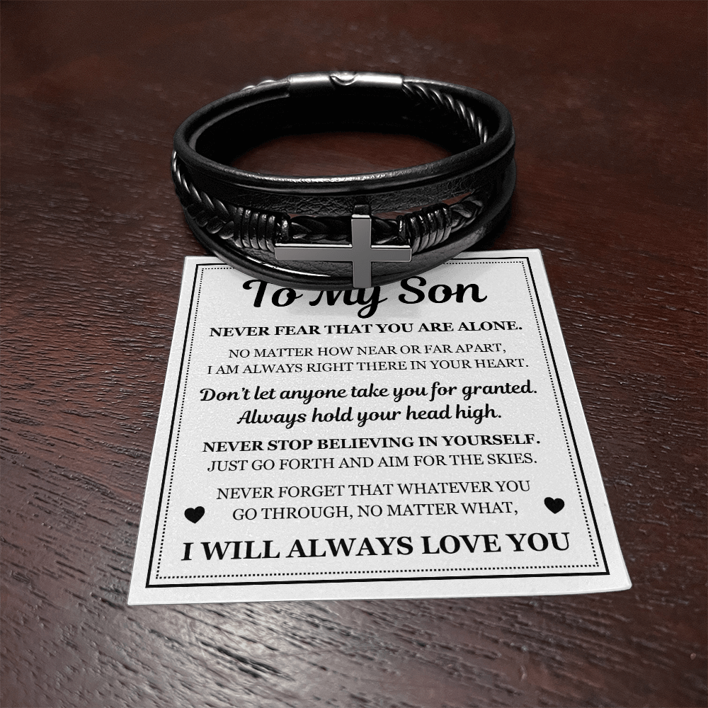 Men's Cross Bracelet - To My Son "I Will Always Love You"
