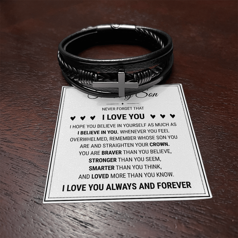 Men's Cross Bracelet - To My Son