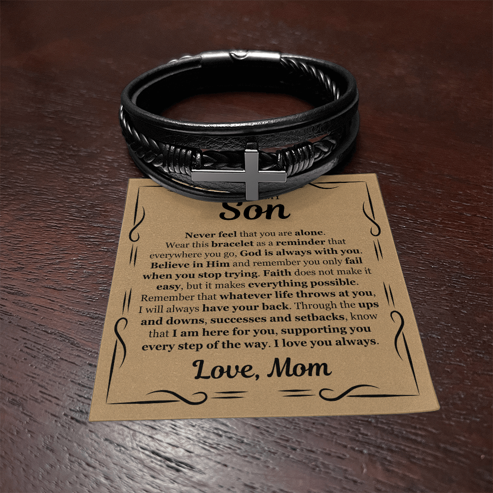 Cross Bracelet - To My Son "I Am Here For You"