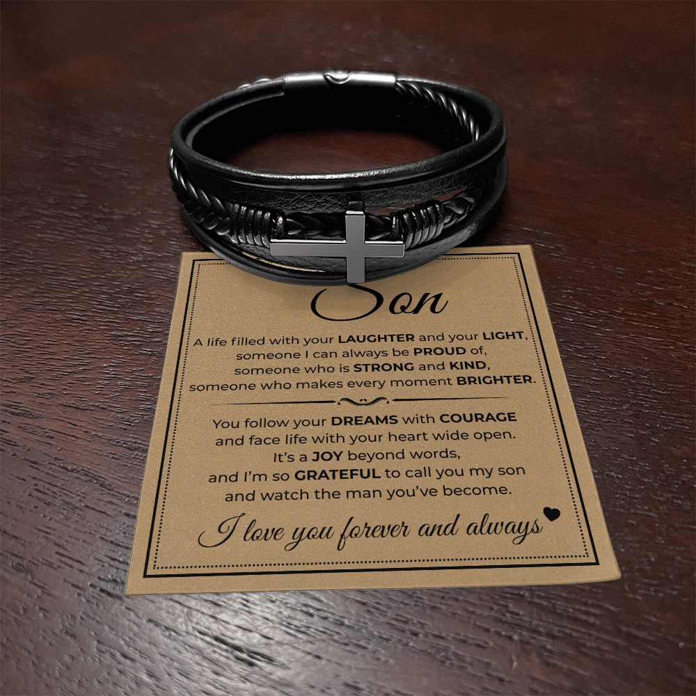 Men's Cross Bracelet - To My Son