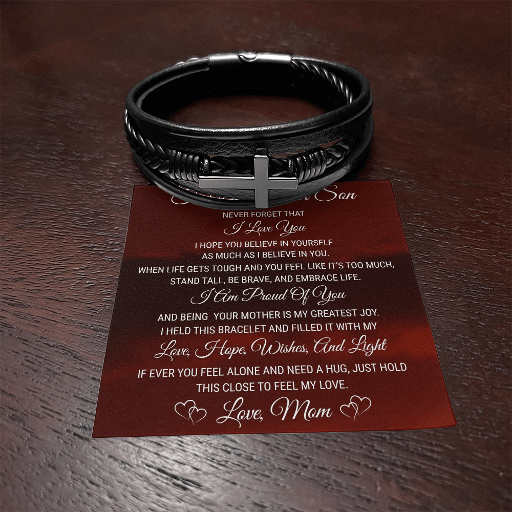 Men's Cross Bracelet - To My Dear Son