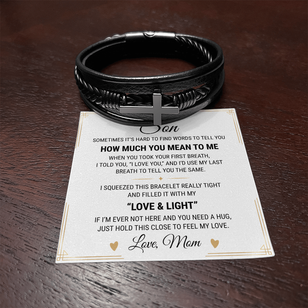 Men's Cross Bracelet - To My Dear Son